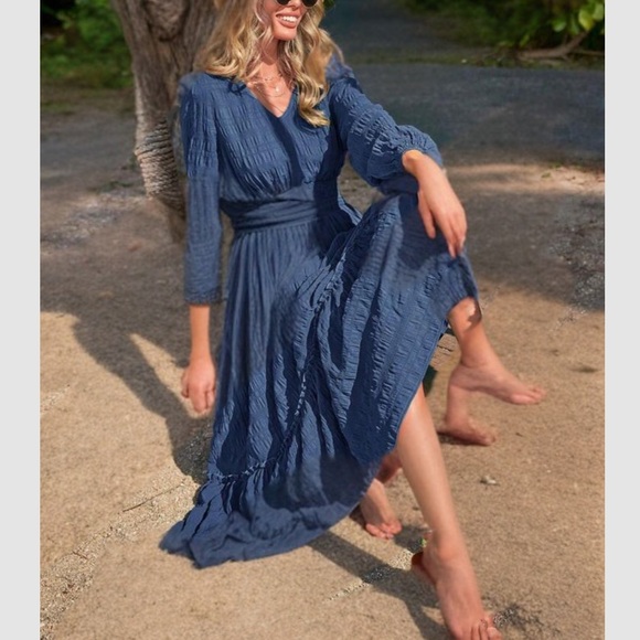 Boho ruffle hem fall dress - Picture 14 of 16